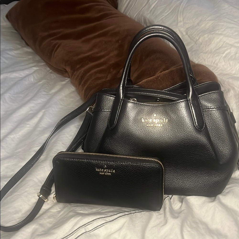 Kate Spade Black Leather Satchel with wallet